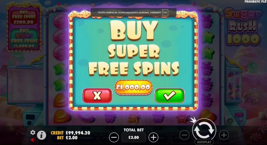 Bonus buy — super free spins för 500x insatsen med 2x multi-start